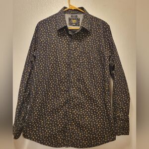 Lee Men's Black Shirt with Gold Pattern